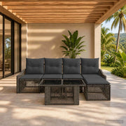 Set Divano da Giardino 6 pz Grigio e Grigio Scuro polyrattan 3437243