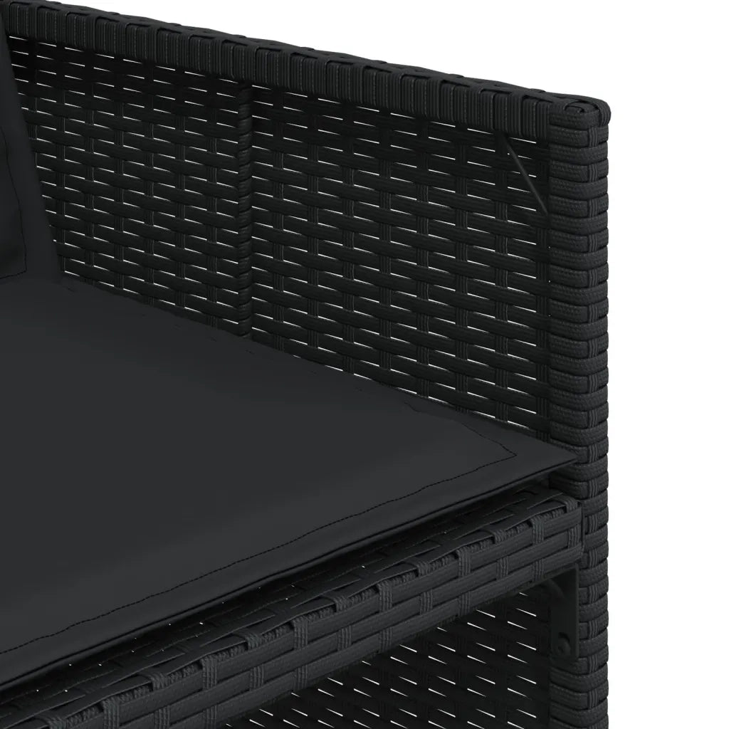 Set da Pranzo da Giardino 13pz con Cuscini Nero in Polyrattan 3277710