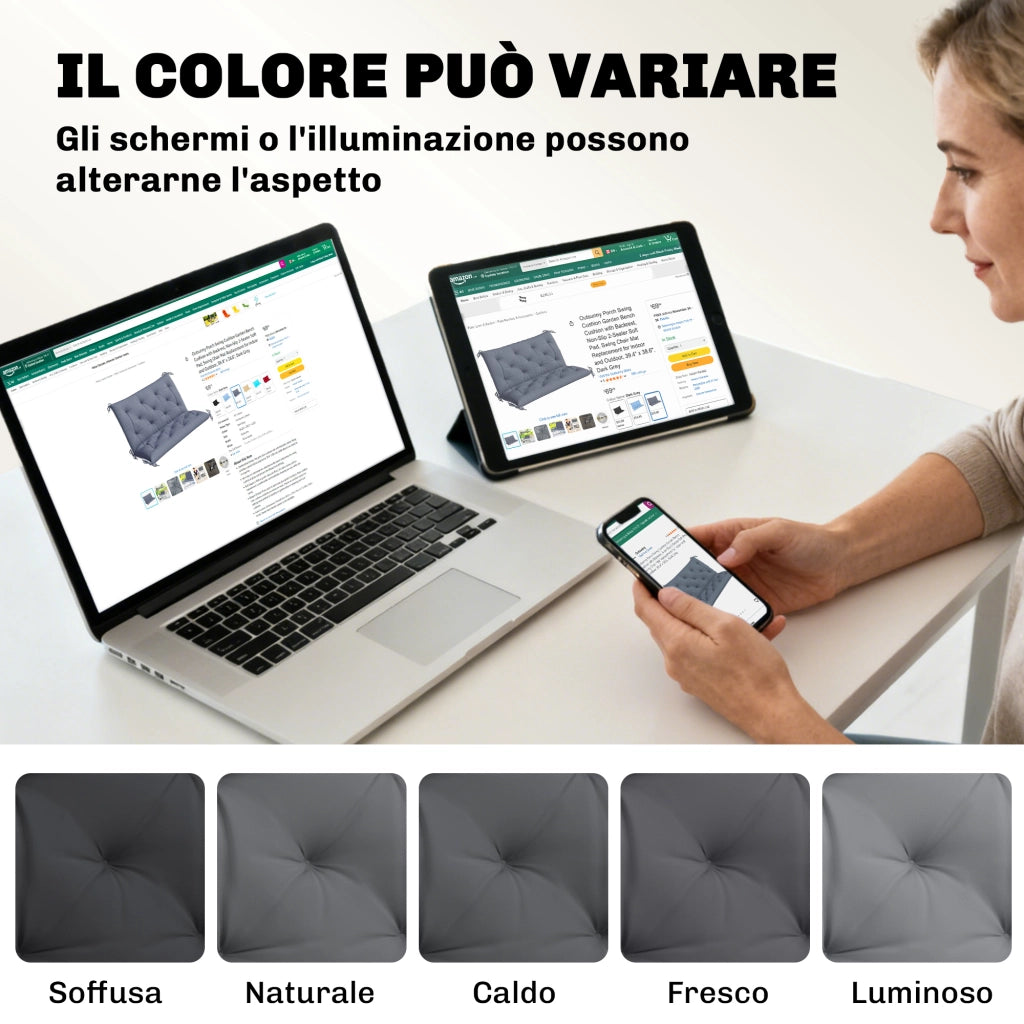 Cuscino da Giardino Capitonn¨¦ 2 Posti ¨C zephmum ¨C Grigio 150x98x8 cm