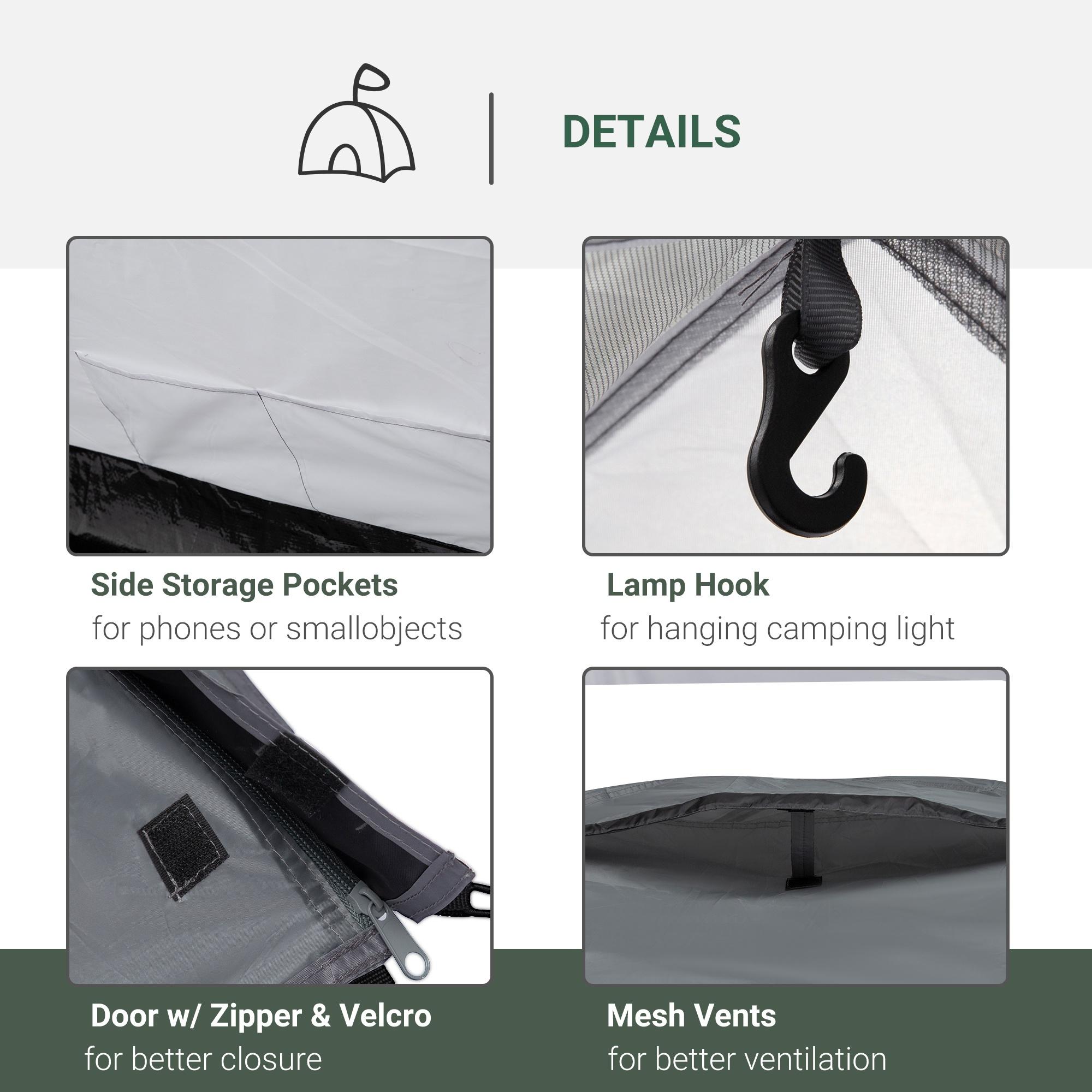 Tenda da Campeggio 4 Persone 325x183x130 cm con Vestibolo e Finestre Grigia