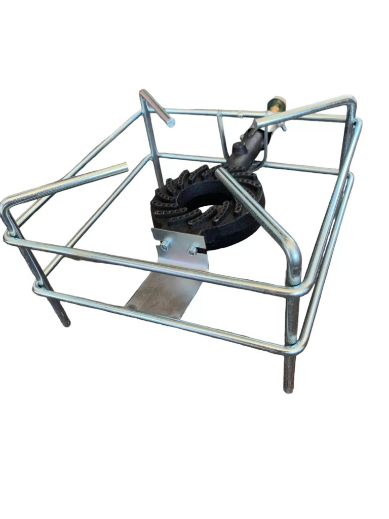 Fornellone a Gas GPL in Acciaio Cromato per Cucina, Campeggio, Giardino e Barbecue, Regolabile 40x40 cm