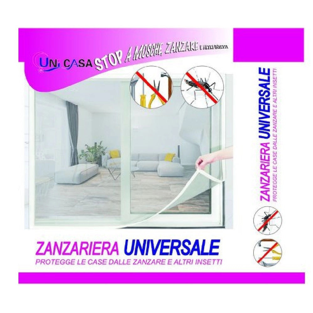 Trade Shop - Zanzariera Universale Finestra Bianca Adesiva Con Nastro Velcro 150x220cm 10228 -
