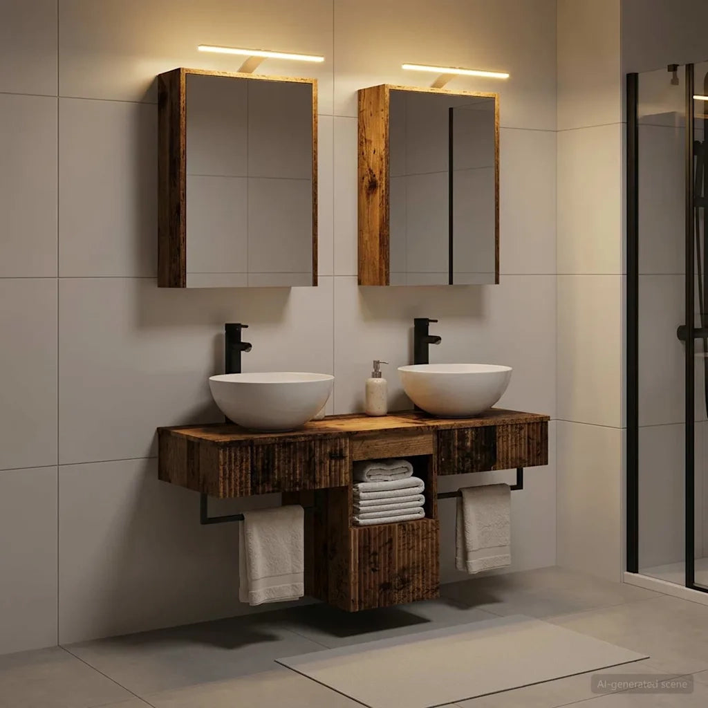 Set di Armadi da Bagno 5 pcs Legno antico 43 x 16 x 62,5 cm 3406285