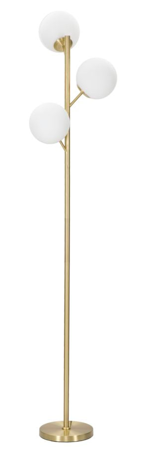 Lampada da Terra Glamy 3 Luci Ø36x190 cm in Ferro e Vetro Oro e Bianco