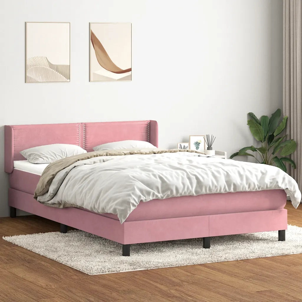 Giroletto a Molle con Materasso Rosa 160x210 cm in Velluto 3318038