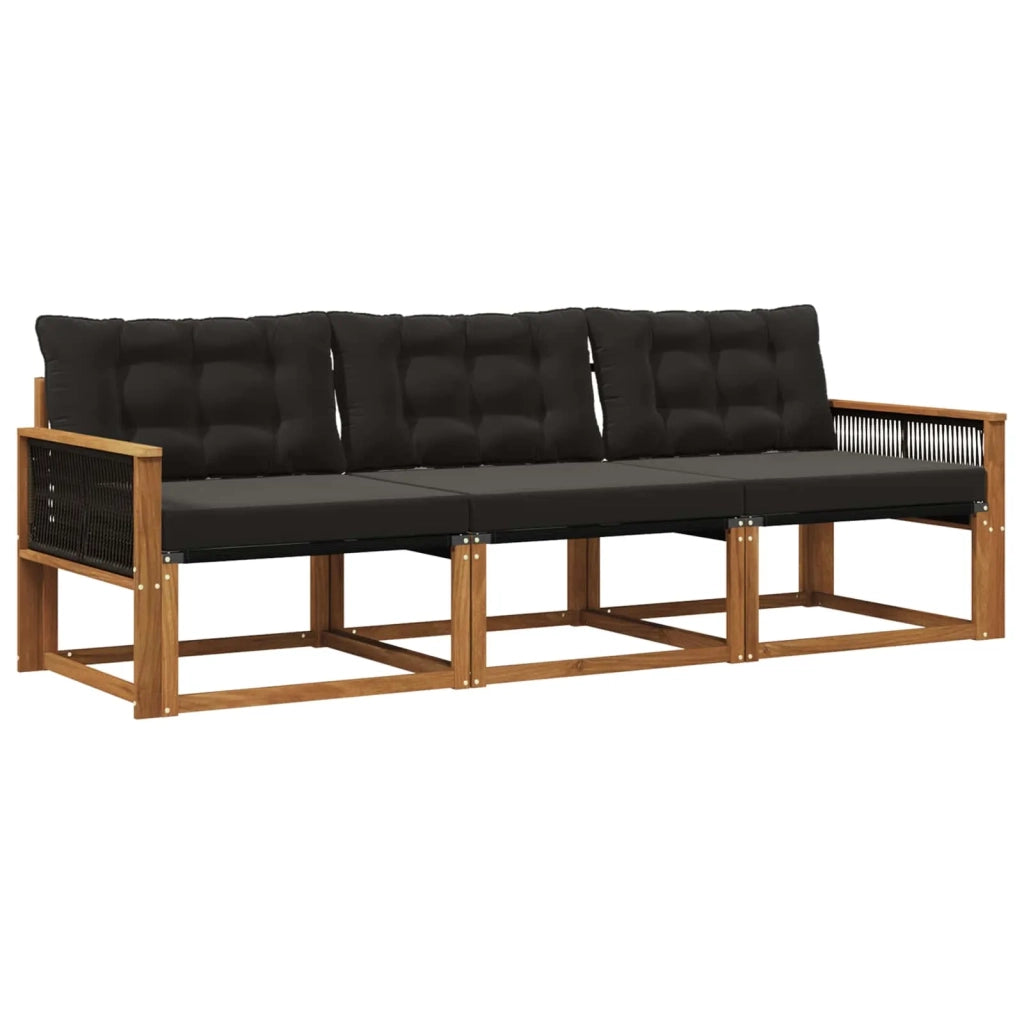 Set di divani da esterno 3 pz Naturale e Nero 3381216
