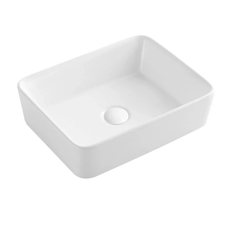 Lavabo da appoggio bianco lucido 480x370x130 mm con piletta inclusa