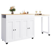 Tavolo Estensibile per 4-6 Persone con 6 Vani e Ripiani Regolabili in MDF 117-180 x 50 x 94;6 cm Bianco