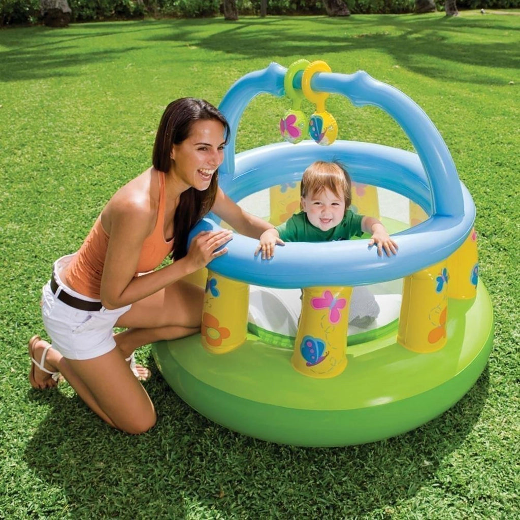 Gonfiabile per Bambini My First Gym Palestrina Gonfiabile Ø130x104 cm Pareti in Rete con Giochi Verde e Azzurro