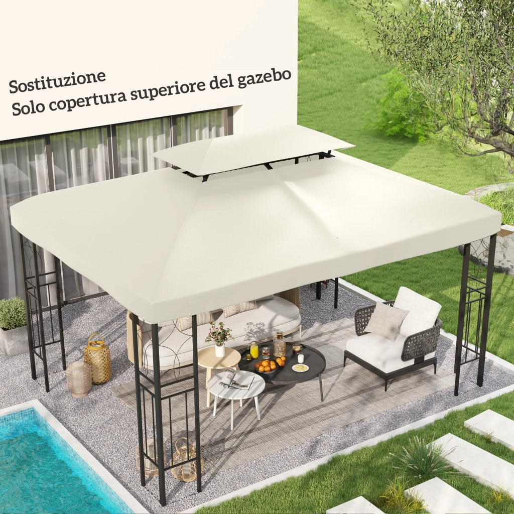 Copertura Gazebo Giardino Impermeabile Anti-UV ¨C zephmum ¨C Poliestere Beige 3x4m