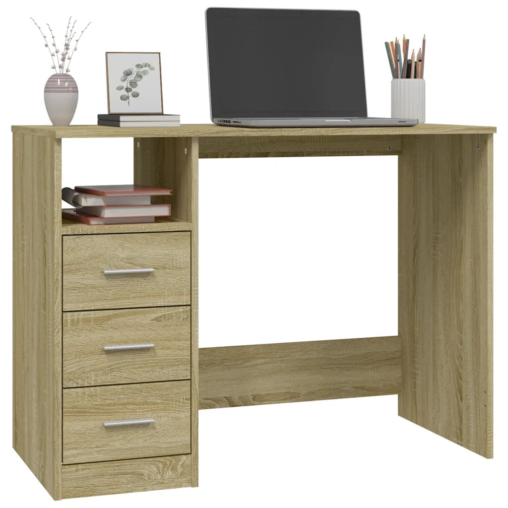 Scrivania Cassetti Rovere Sonoma 102x50x76 cm Legno Multistrato cod mxl 64769