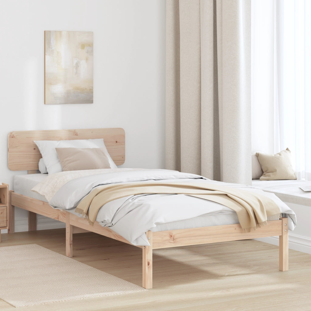 Struttura Letto con Testiera 100x200 cm in Legno Massello di Pino
