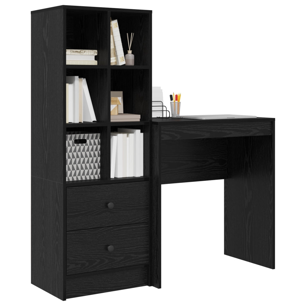 Scrivania con Stoccaggio Rovere Nero Legno Ingegnerizzato