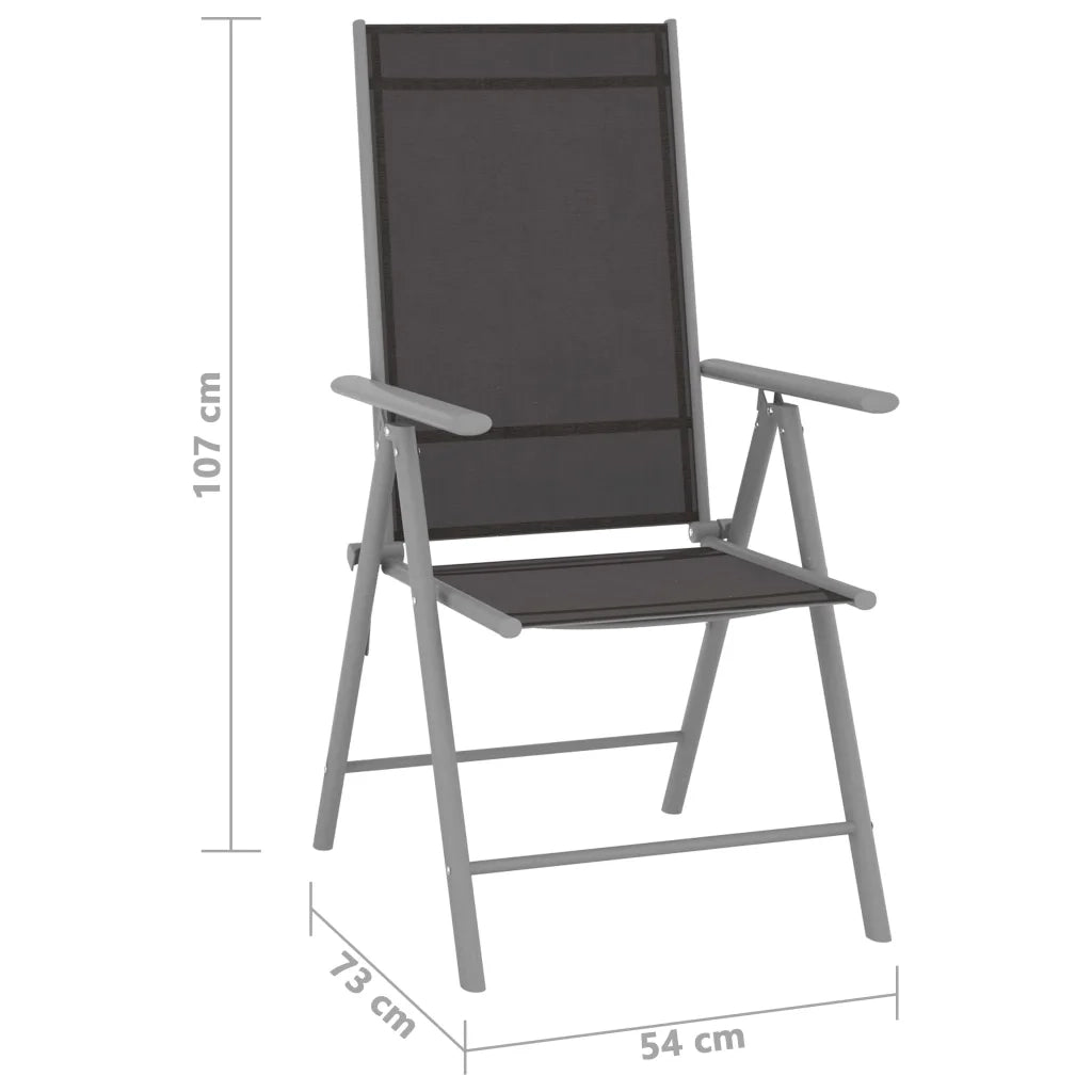 Sedie da Giardino Pieghevoli 6 pz in Textilene Nere 312183