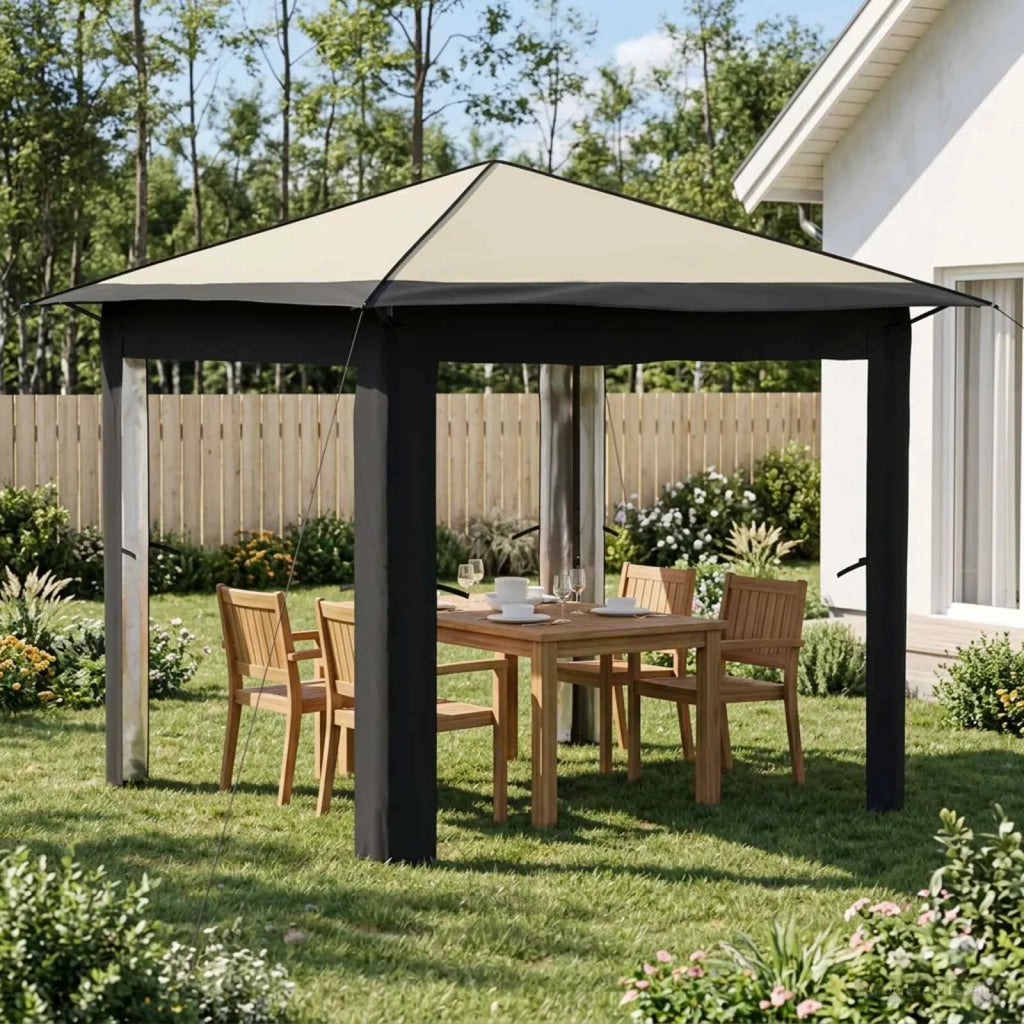 Gazebo senza Parete 2,6 x 2,6 m Crema e Antracite 42036803