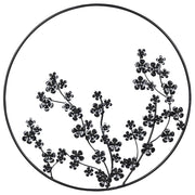 Moderna decorazione floreale in metallo nero con cornice rotonda ⌀ 70 cm arte moderna accessorio industriale
