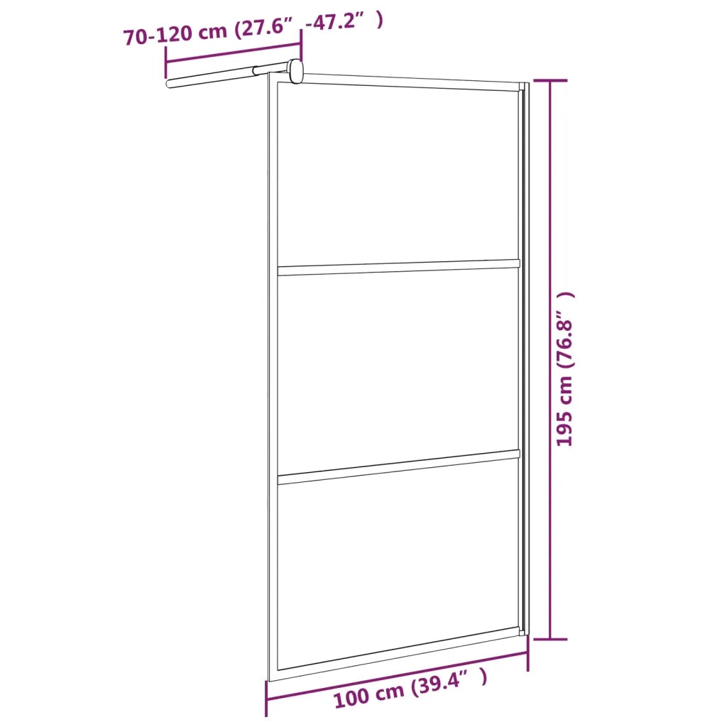 Parete Doccia Walk in 100x195 cm in Vetro Scuro ESG Nero 151891