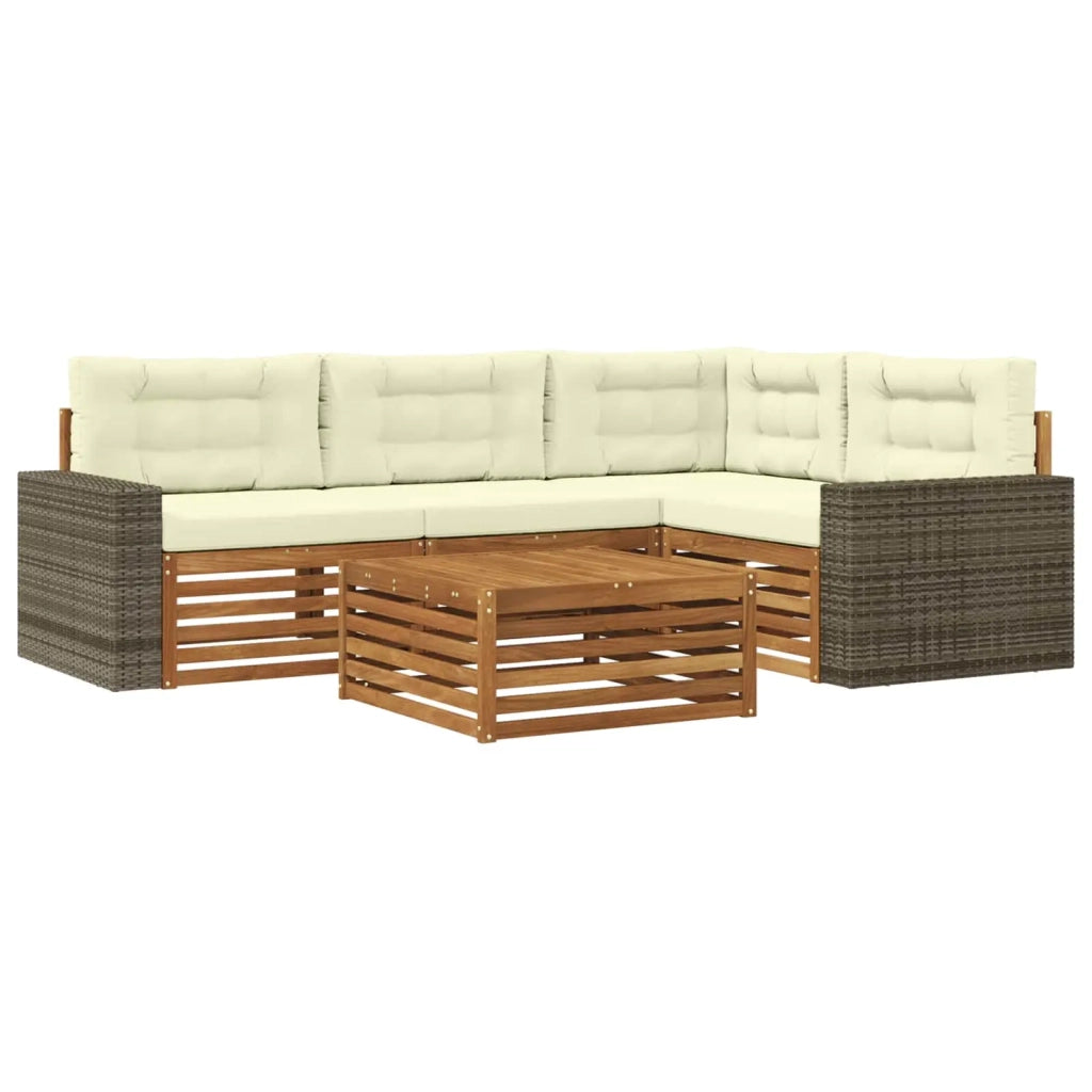 Set di divani da esterno 5 pcs Naturale e Crema 79 x 79 x 37 cm 3383338
