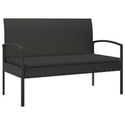 Panchina da giardino arredo esterno per patio terrazzo con cuscino nero 105 cm resina intrecciata 02_0011518