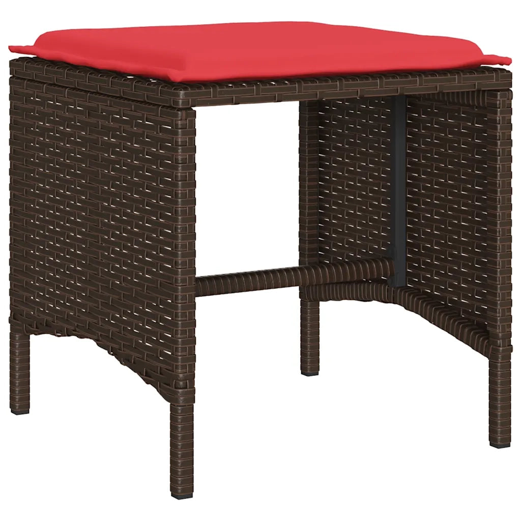 Set Divano da Giardino 4 pz con Cuscini Marrone in Polyrattan