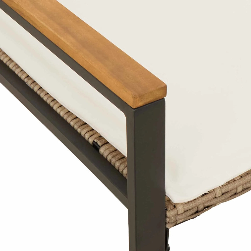 panchina Beige e Bianco Crema 115 x 65 x 72 cm Rattan