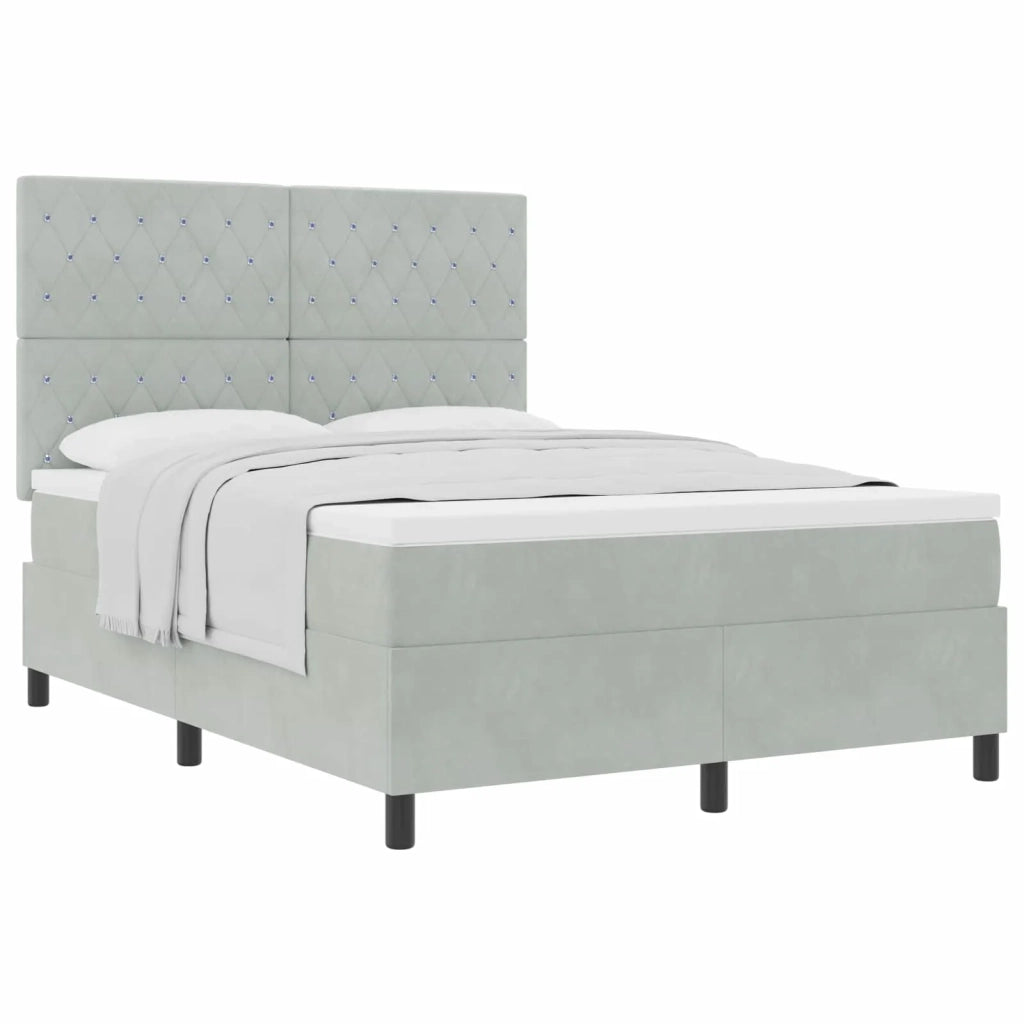 Letto a molle con materasso Grigio chiaro 140 x 190 cm Velluto 3339764