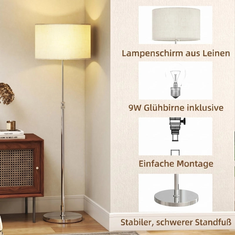 Lampada da terra con telecomando, altezza regolabile, paralume in tessuto, base in metallo, luminosit¨¤ regolabile, interruttore a pedale, beige