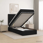 Letto Ottomano con Materasso e LED Nero 80 x 200 cm Tessuto 3457946