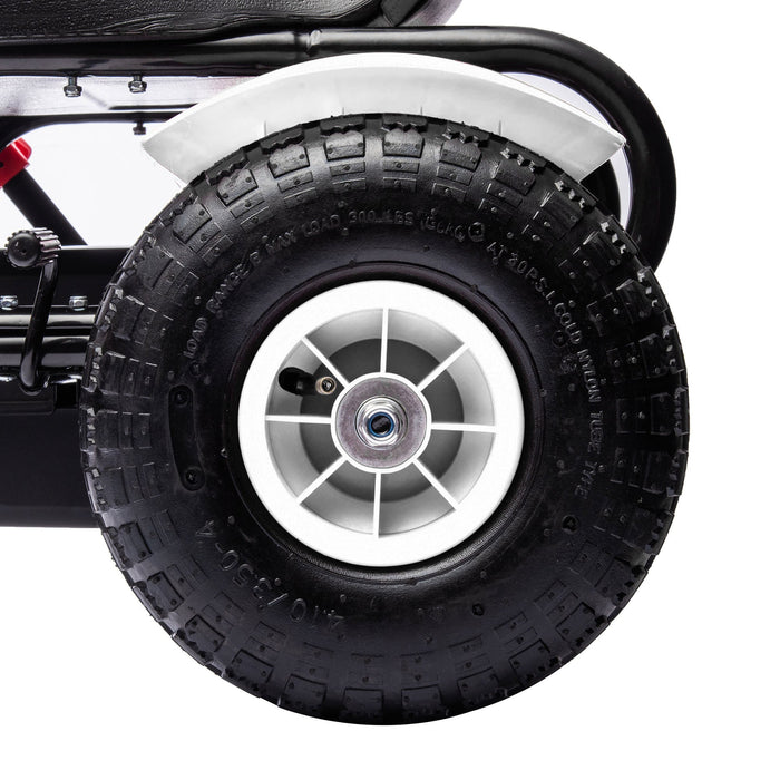 Go Kart a Pedali per Bambini 121x58x61 cm con Sedile Regolabile e Freno a Mano Bianca