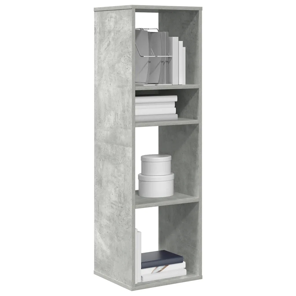 Libreria-Scaffale per Libri-Mobile di Stoccaggio Grigio Cemento 34x31x112 cm in Legno Multistrato