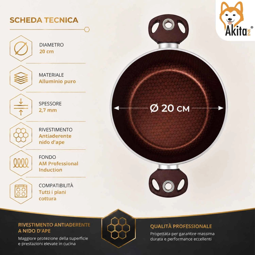 Akitaink Casseruola 20 cm Induzione Marrone