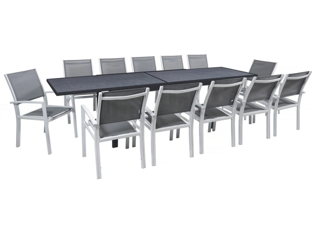 Set da pranzo da giardino estensibile "Lagos" - 200/320 x 105 x 76 cm - 12 posti - Grigio scuro