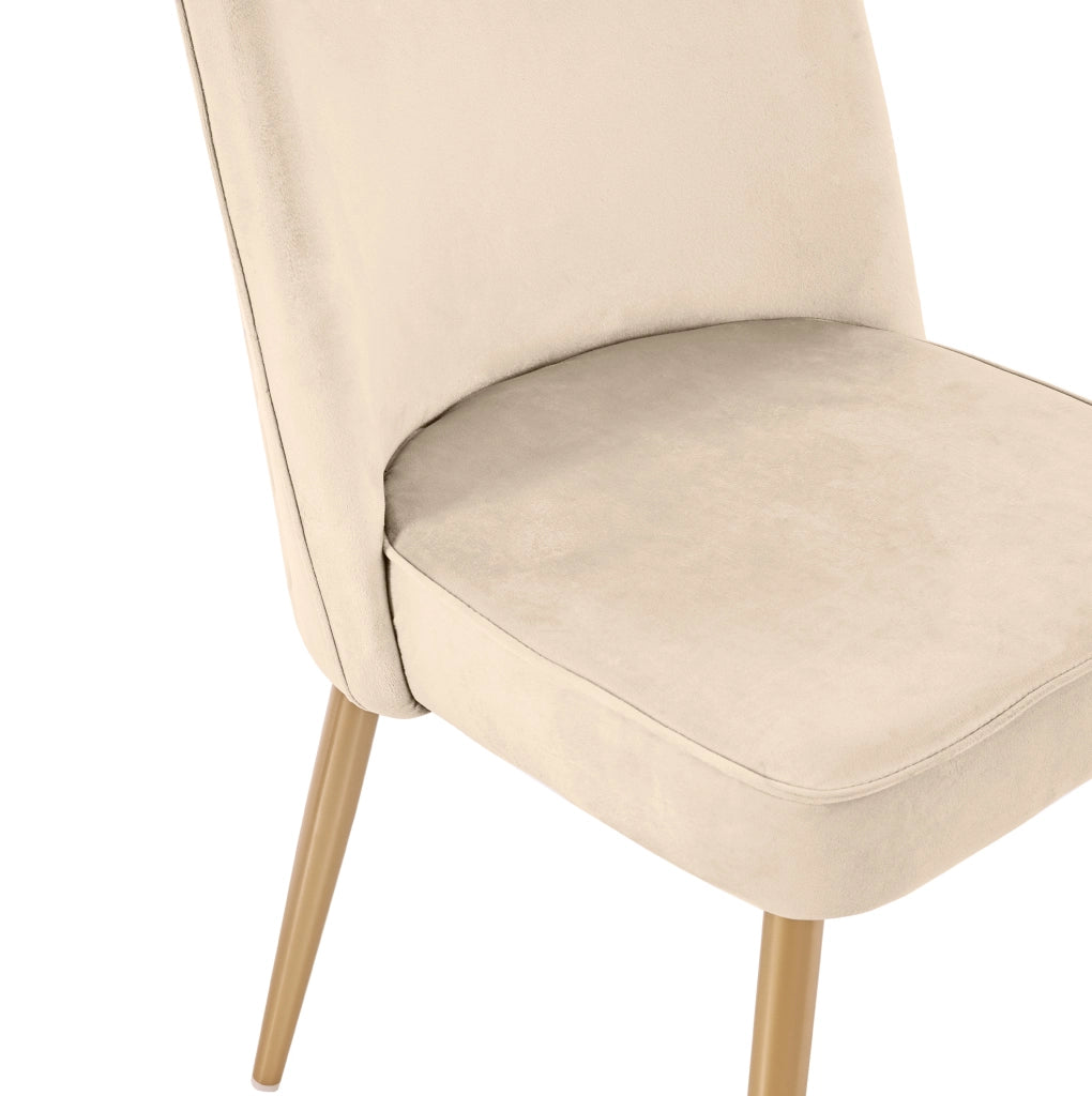 Sedia da pranzo 45.5x62x87.5 cm con piedini antiscivolo; in velluto; MDF e metallo beige