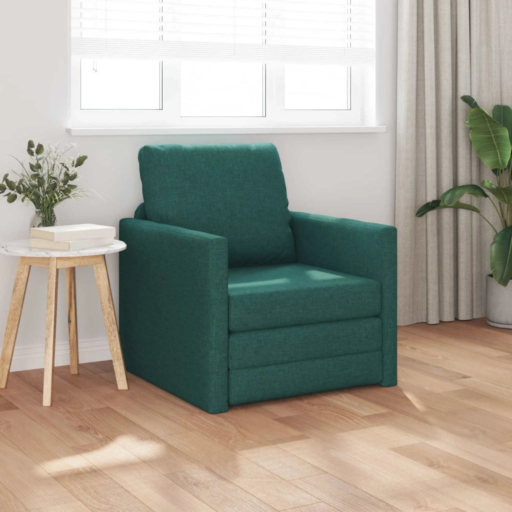 Divano letto | Sof¨¤ letto | Letto singolo Verde Scuro 74 x 77 x 81 cm Tessuto