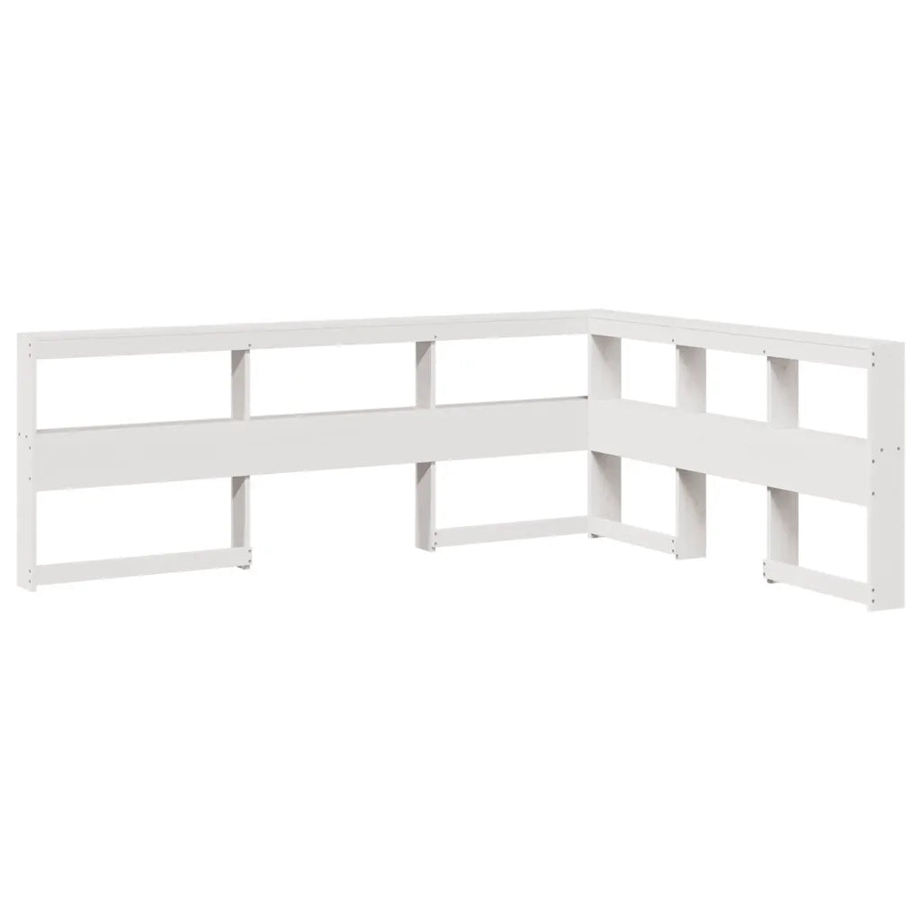 Testiera libreria a L-Testata contenitore Bianca 150 cm in Legno Massello di Pino