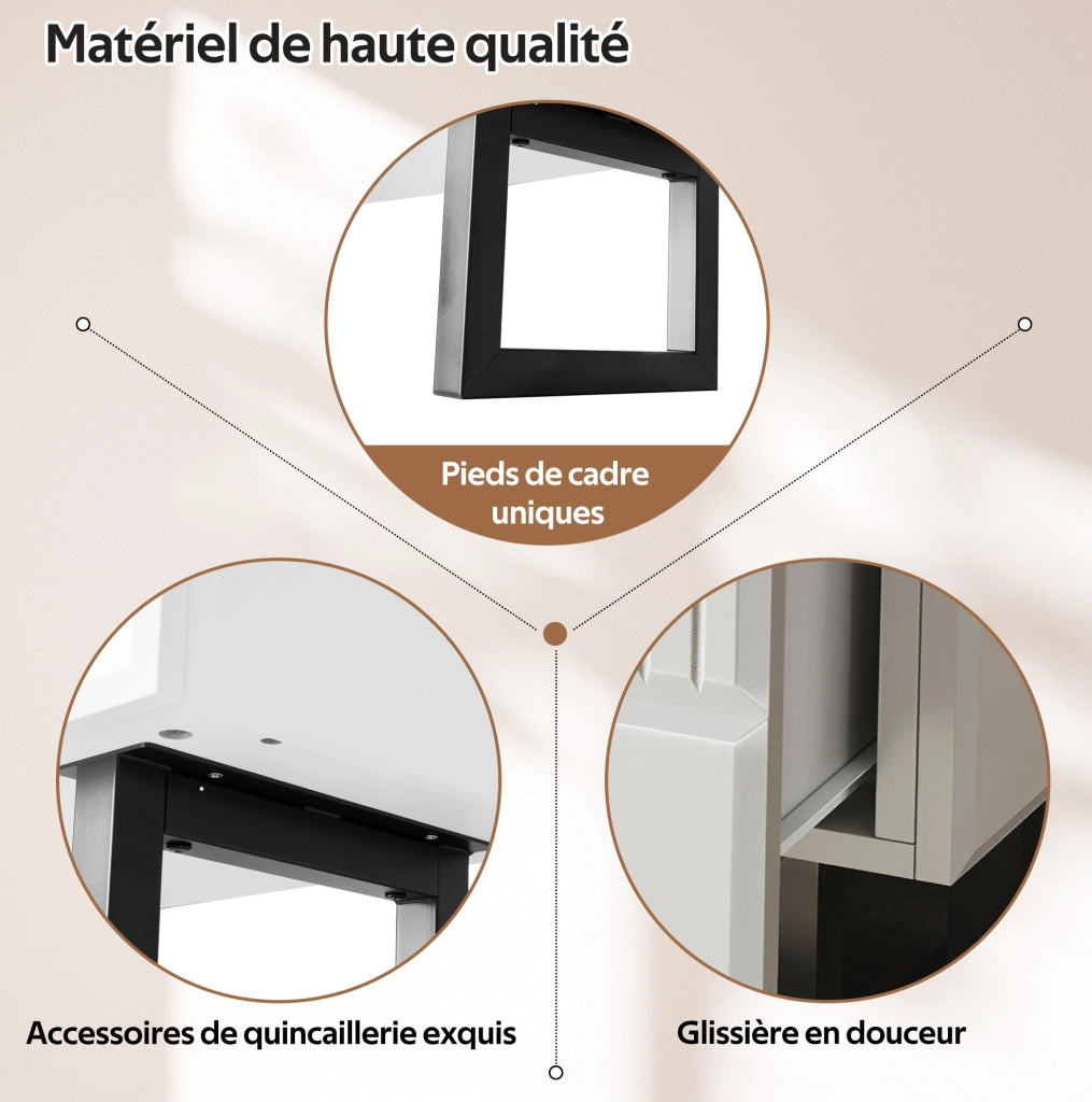 Mobile TV in MDF e PB nero e bianco con 3 cassetti, 170x35x47 cm