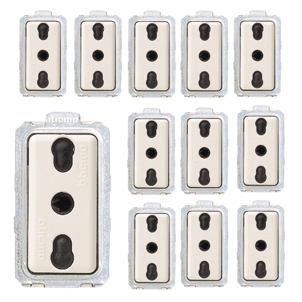 Magic presa bticino bivalente bipasso 10/16a per uso domestico e professionale articolo 5180 *** numero pezzi 12, con...
