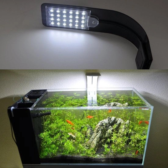 Lampada per piante da 10W a spettro completo con clip per acquari, LED bianche e blu, nera, 220V