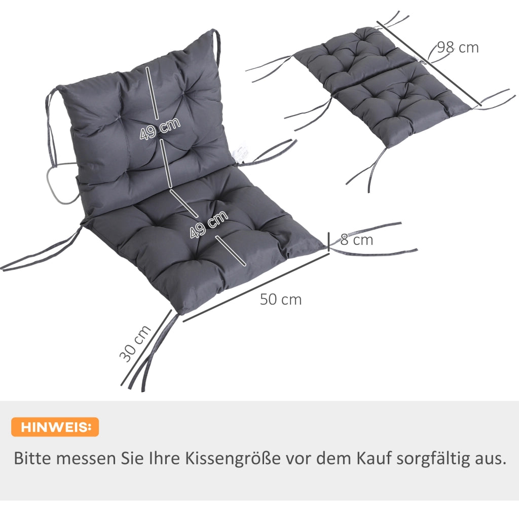 Set di 2 cuscini per sedia 98x50x8 cm con imbottitura in schiuma grigio