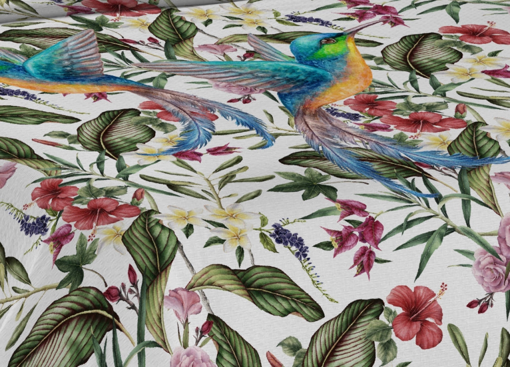 Copriletto Estivo Stampa Digitale 100% Cotone Made Italy Vari Disegni - Matrimoniale - Colibri