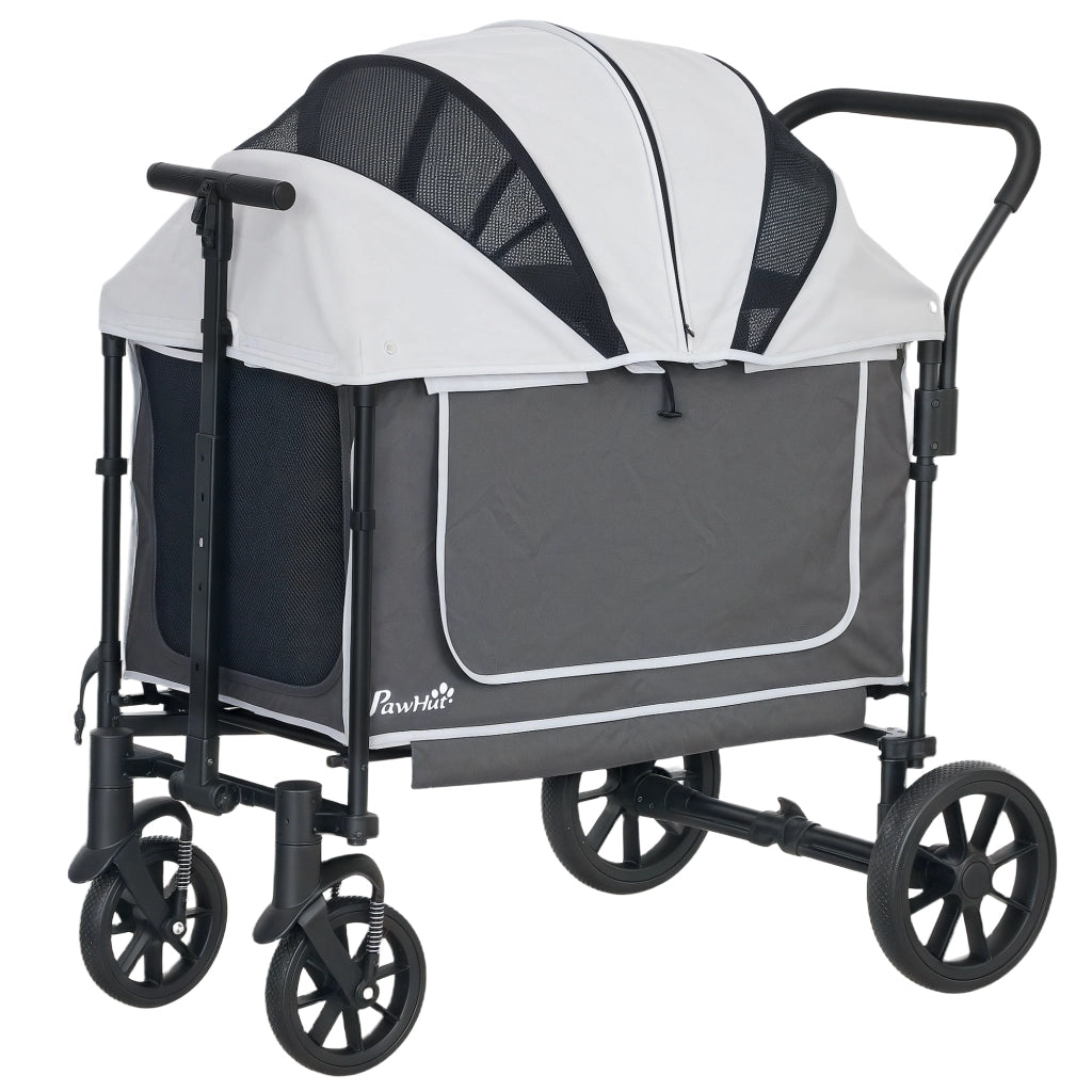 Carrello per animali pieghevole ¨C zephmum ¨C 110x65x102 cm grigio scuro