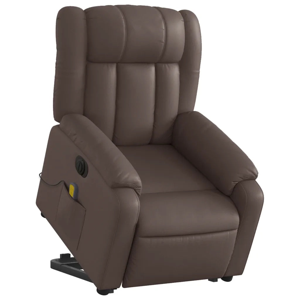 Poltrona Alzapersona Elettrica Reclinabile Marrone Similpelle 3205287