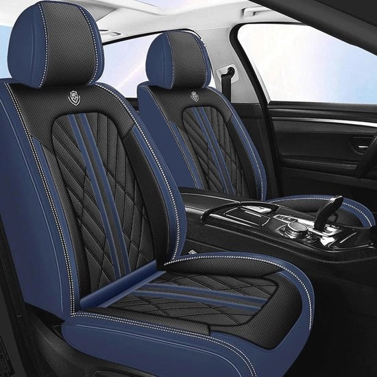 Hoezen per auto per sedile - Pelle universale, impermeabile, 2 pezzi, compatibile con la maggior parte delle auto e SUV - Nero