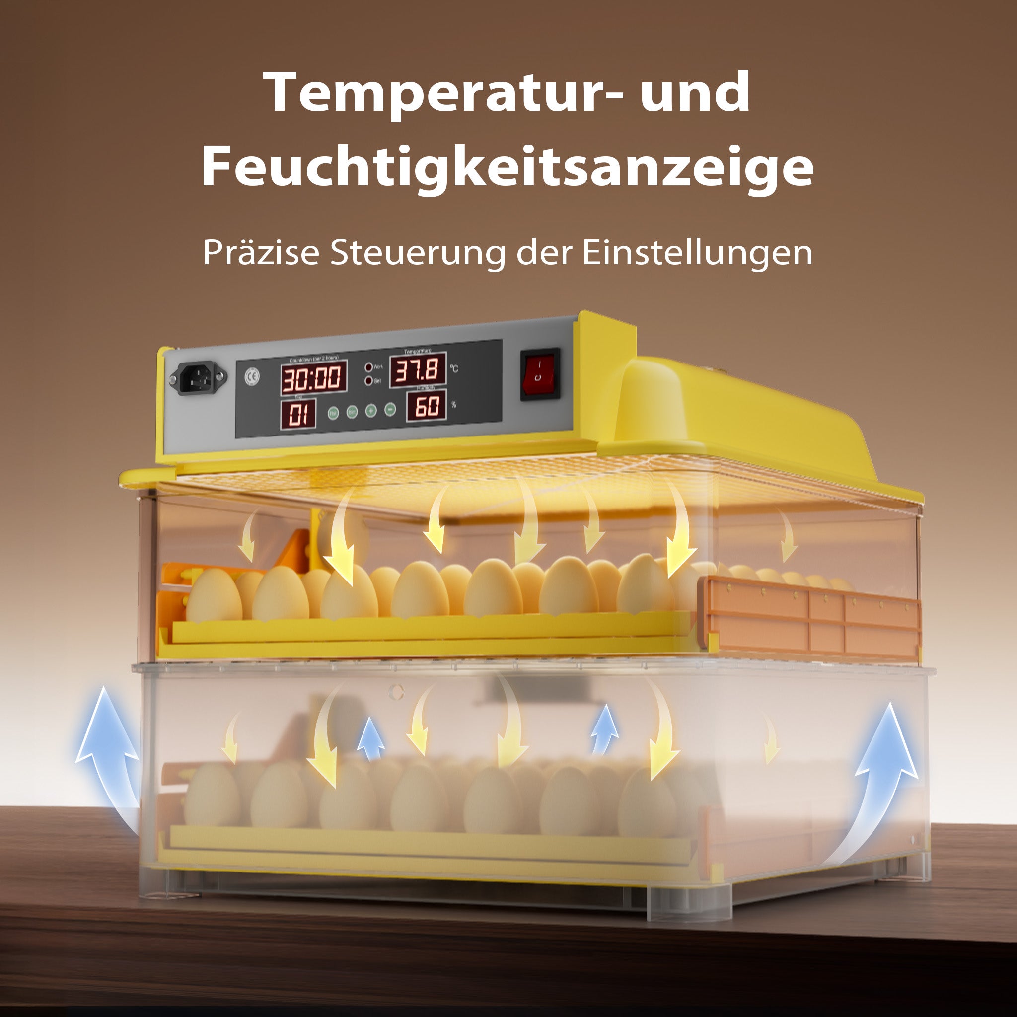 Incubatrice automatica per 112 uova, con regolazione temperatura e umidità, Covatrice