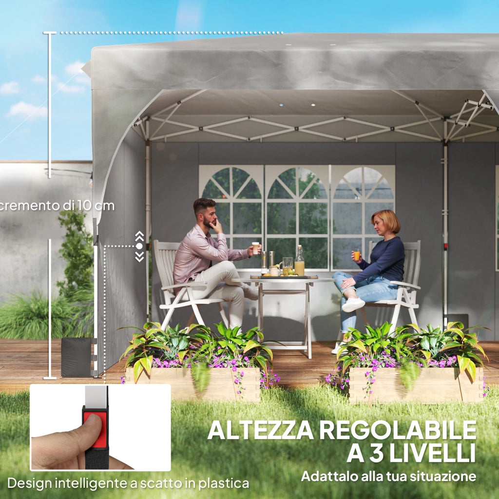 Gazebo Pieghevole 3x6 m con Pareti ¨C Zephmum ¨C Grigio Chiaro