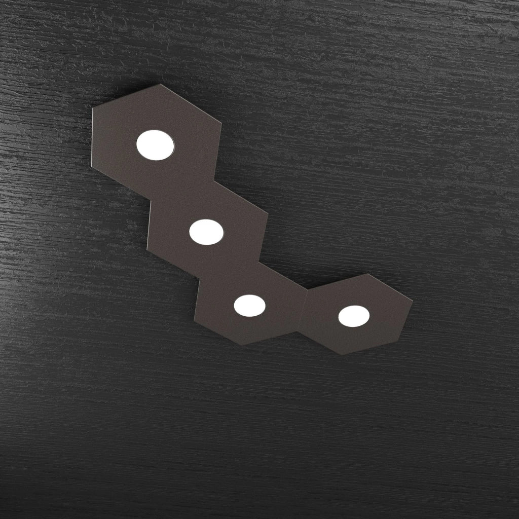 HEXAGON APPLIQUE-PLAFONIERA 4 LUCI MARRONE 1142-4L-MA