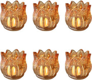 Set di 6 candelabri votivi in vetro con contenitori per candele in cristallo, ideale per decorazioni di tavola per feste di matrimonio e compleanni.