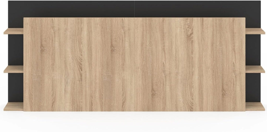 Testiera indipendente CIRI per letti da 140 e 160 cm con vani portaoggetti in legno e nero