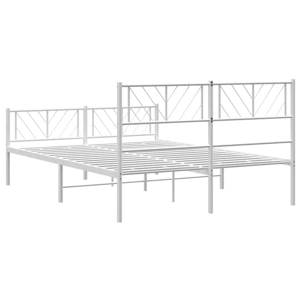Giroletto con Testiera e Pediera Metallo Bianco 135x190 cm 372245