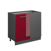 Mobile ad angolo cucina R-Line Rosso lucido/Antracite 86 cm senza piano di lavoro Vicco